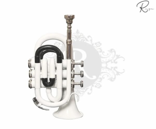 Rmze Standard White Pocket Trumpet Set including Hardcase, Mouthpiece, Value Oil, Gloves - Musical Instruments
