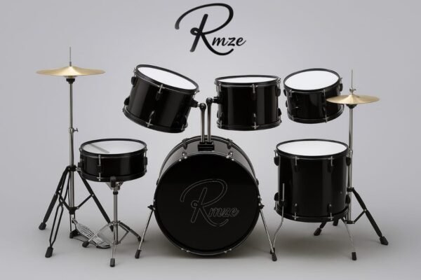Rmze Precision-Crafted 5 Piece Acoustic Drum Set with Cymbals & Stand | Complete Professional Drum Kit for Beginners & Stage Performances - Musical Instrument