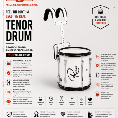 Rmze 14 inch tenor drum with adjustable shoulder harness for marching bands