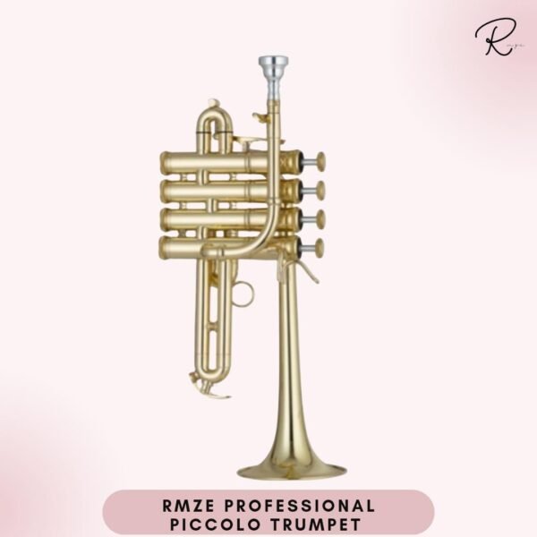 RMZE Professional Piccolo Trumpet – Bb/A Golden Piccolo Trumpet for Orchestra, Band & Stage Performance