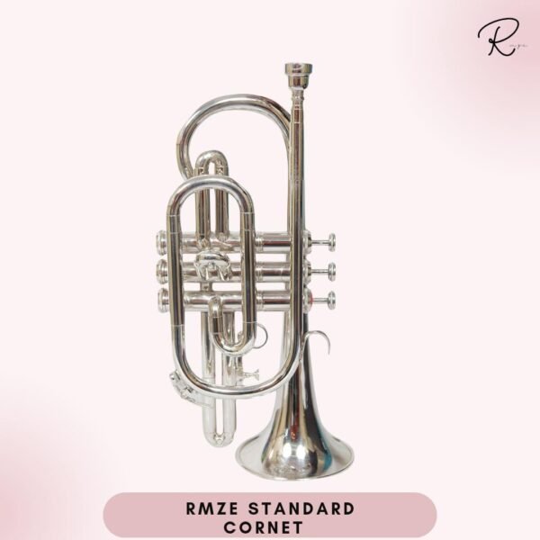 RMZE Standard Cornet – Silver Brass Cornet Instrument for Band, Beginners & Professional Musicians