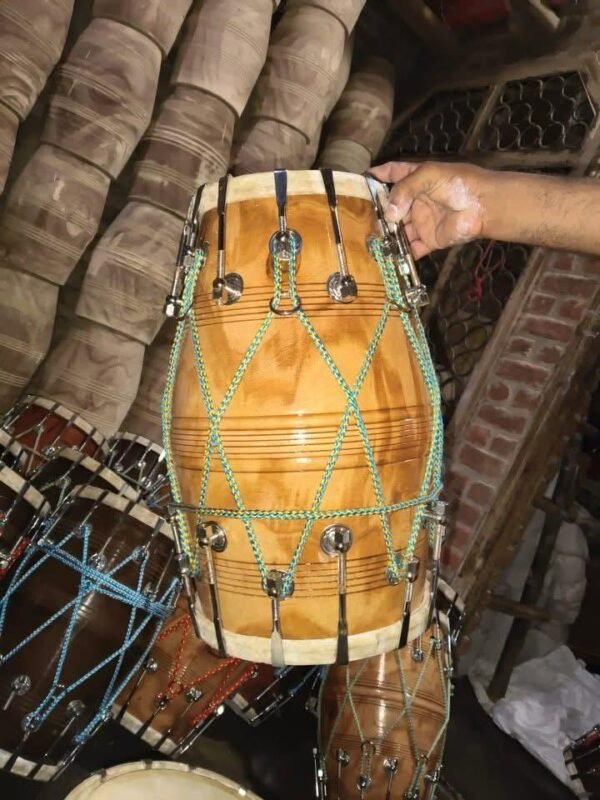 Wooden Dholak with Nut Bolt Rope Tuning – Professional Handcrafted Dholak for Stage, Bhajan Recording