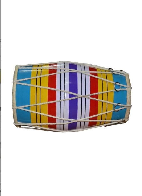 Colorful Kids Dhol Drum Toy with Rope Tuning – Lightweight Musical Dholak for Children, Festival & School Functions