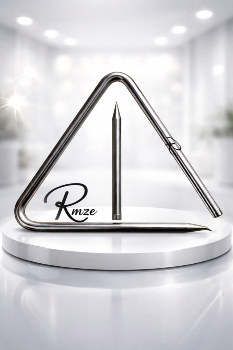 Rmze Premium Steel Triangle Instrument with Beater – Professional Percussion Tool for School, Orchestra & Kitchen Use