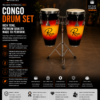 Rmze 2-piece wooden Congo drum set with 10 and 11 inch drums and adjustable stand