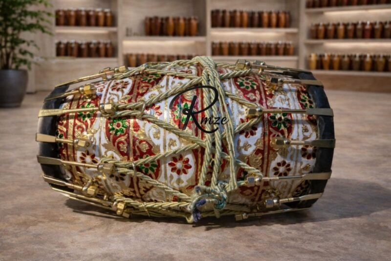 Premium Designer Punjabi Dhol – Wedding Bhangra Dhol Drum with Decorative Finish (Professional Quality)
