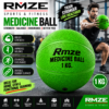 Rmze 1 kg green medicine ball with textured rubber surface for strength and functional training