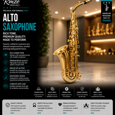 Rmze gold alto saxophone with high-grade brass body and hard case