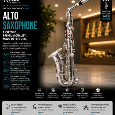 Rmze silver alto saxophone with high-grade brass body and hard case