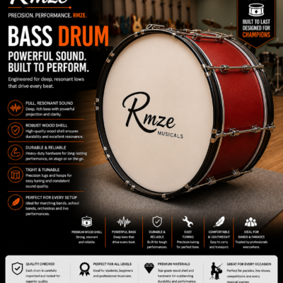Rmze premium red bass drum with robust wood shell and heavy duty hardware