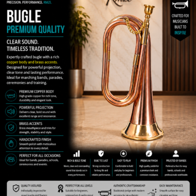 Rmze premium copper bugle with polished finish and brass accents