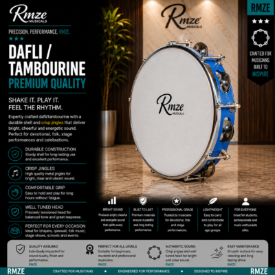 Rmze blue dafli tambourine with metal jingles