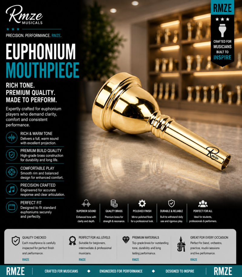Rmze Euphonium Mouthpiece gold brass mouthpiece with polished finish