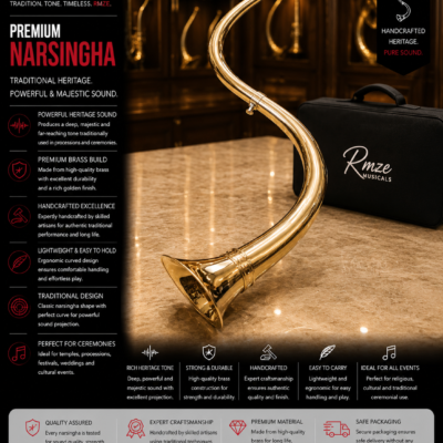 RMZE Premium Narsingha traditional curved brass Indian musical instrument