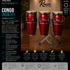 Rmze 3-piece red wooden Congo drum set with heavy-duty adjustable stand