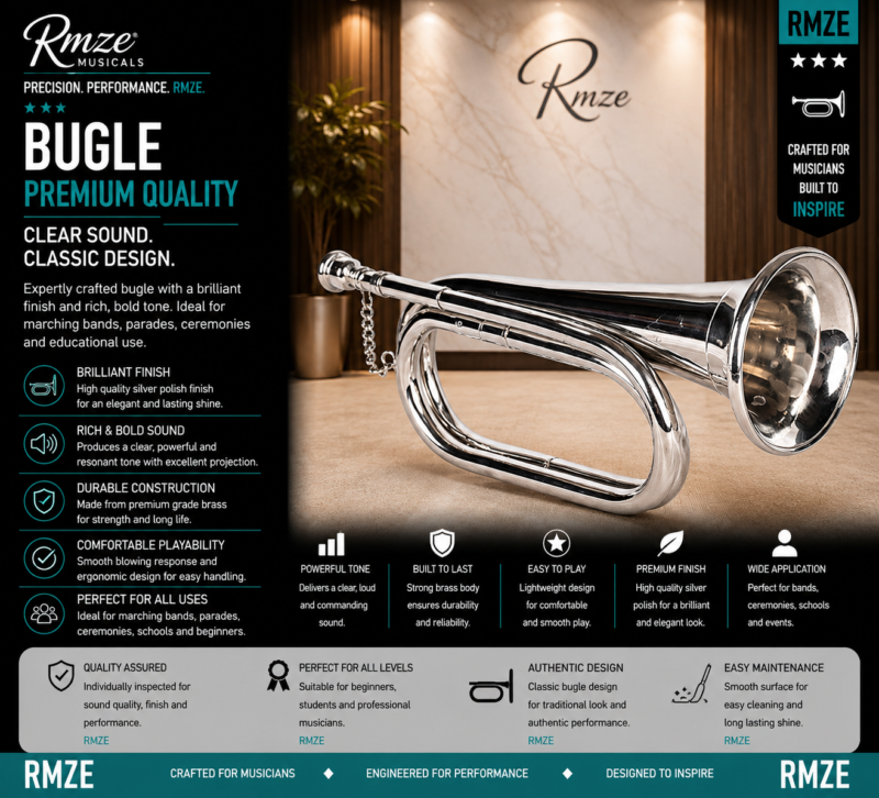 Rmze premium silver bugle with polished brass body and traditional design