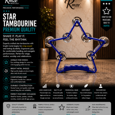 Rmze Multicolor star tambourine with metal jingles