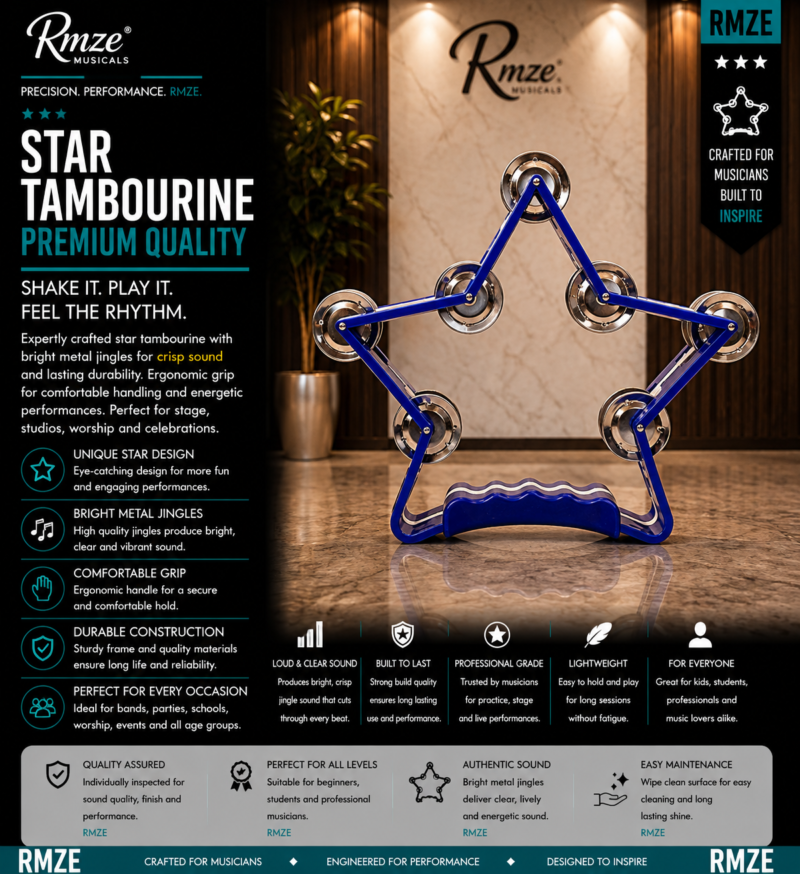 Rmze Multicolor star tambourine with metal jingles