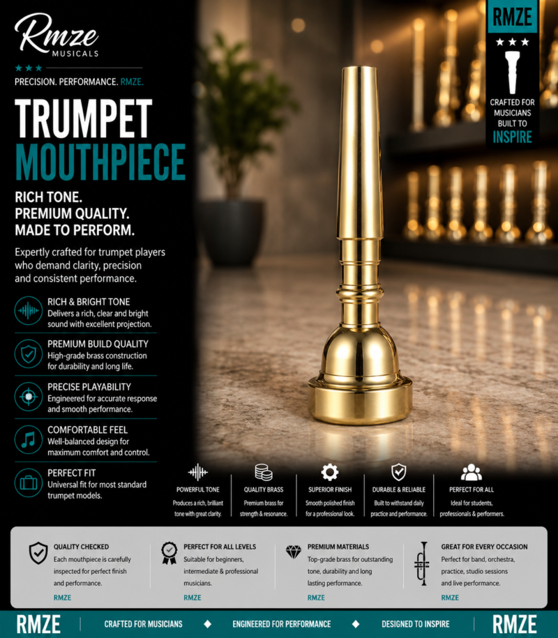 Rmze Trumpet Mouthpiece gold gold polished brass mouthpiece