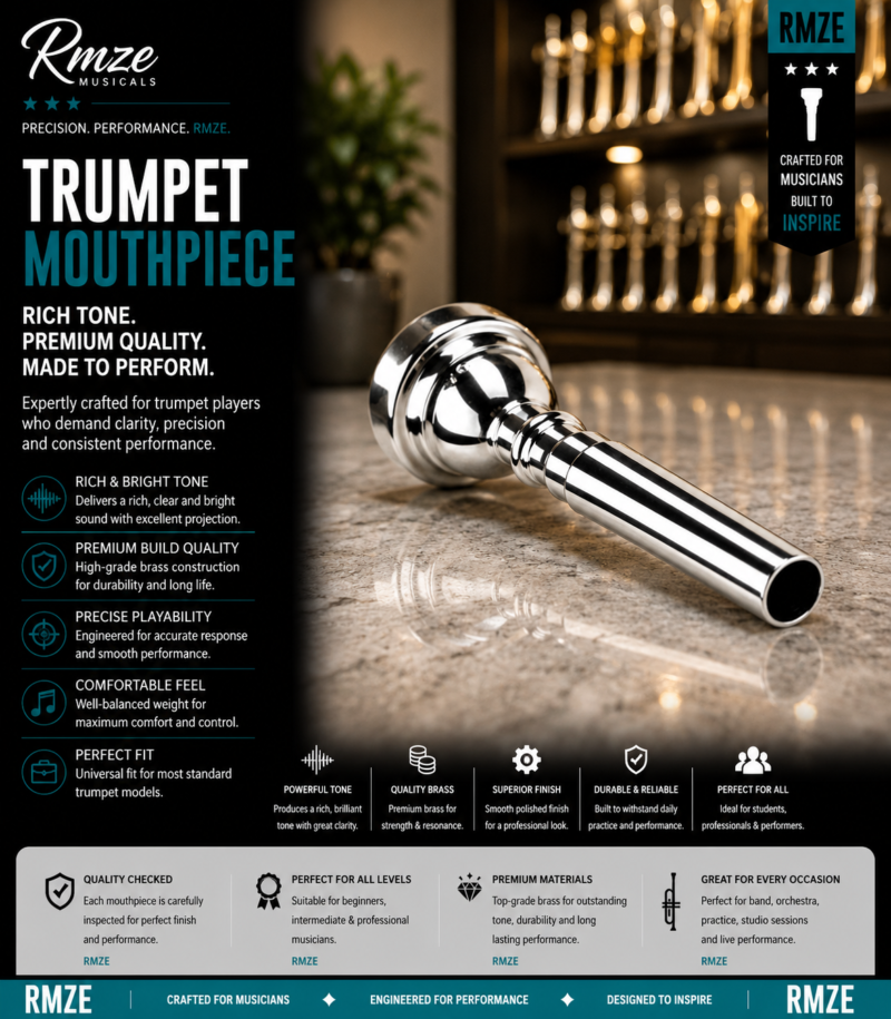 Rmze Trumpet Mouthpiece Silver polished silver brass mouthpiece