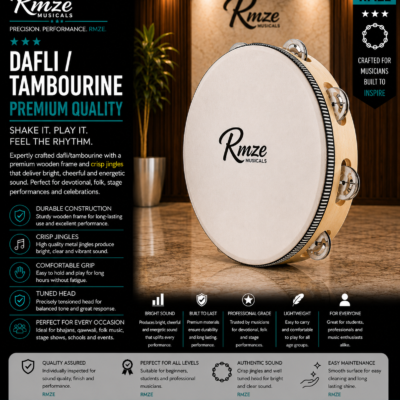 Rmze wooden dafli tambourine with metal jingles