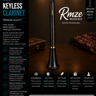 Rmze premium keyless clarinet with traditional finger-hole design