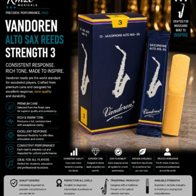 Vandoren Alto Sax Reeds 3 strength natural cane 10 pack