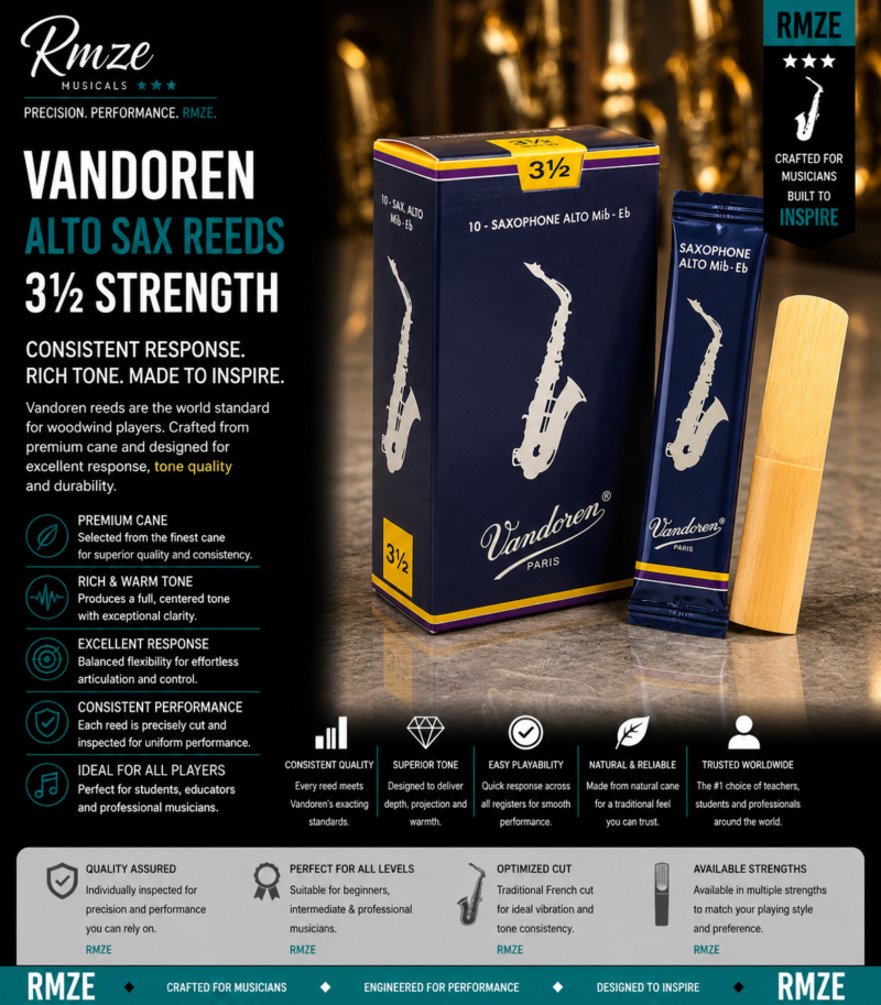 Vandoren Alto Sax Reeds 3.5 strength natural cane 10 pack