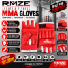 RMZE MMA gloves with open finger design for boxing kickboxing martial arts and combat sports training