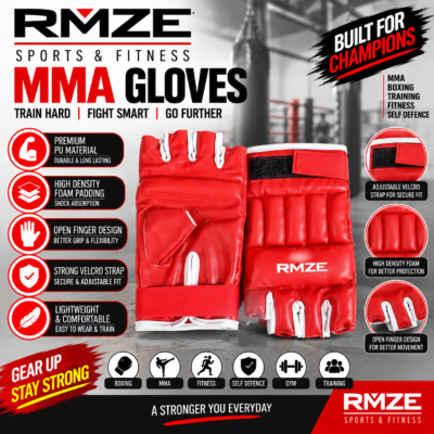 RMZE MMA gloves with open finger design for boxing kickboxing martial arts and combat sports training