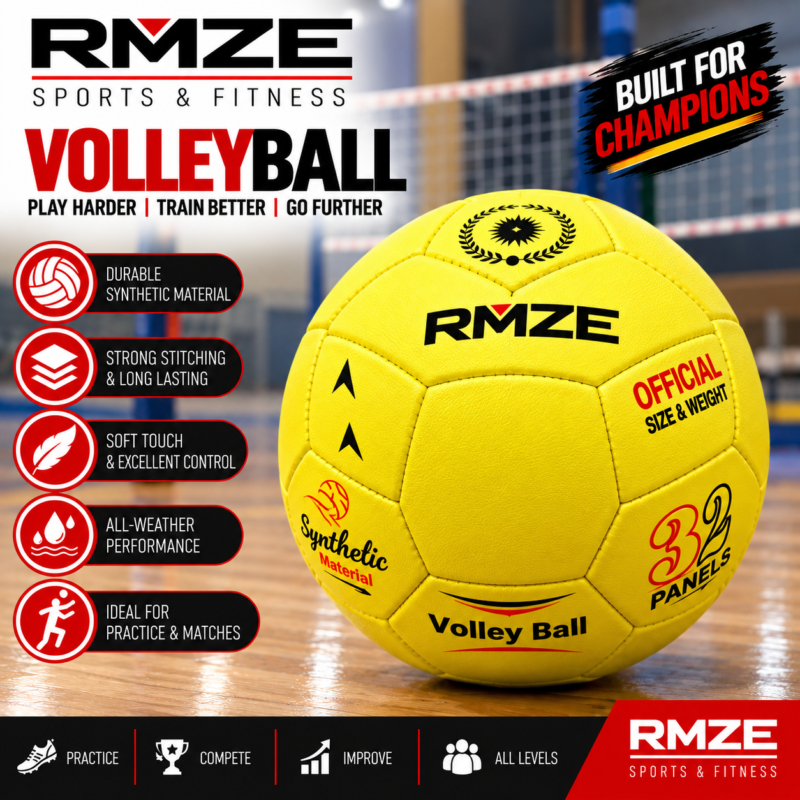 RMZE 32 panel synthetic yellow volleyball