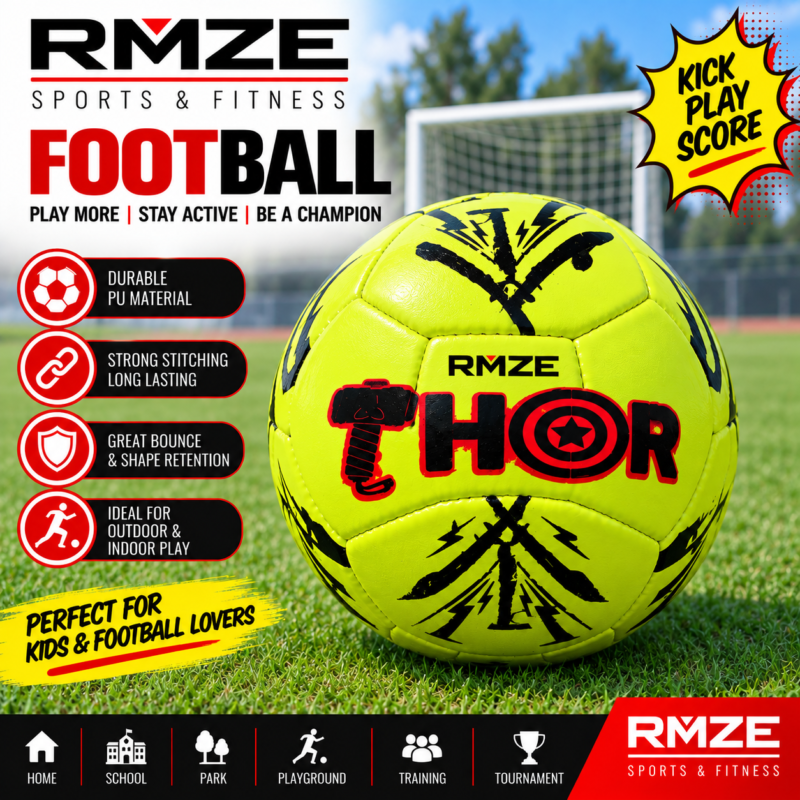 RMZE kids football neon yellow PU soccer ball for practice training and recreational play