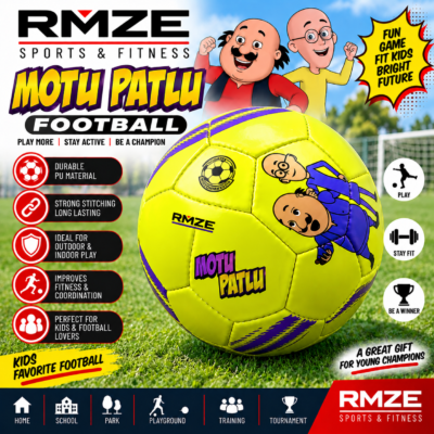 RMZE Motu Patlu kids football neon yellow cartoon PU soccer ball