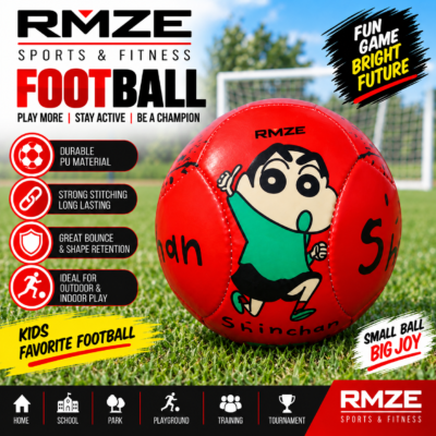 RMZE Shinchan kids football red cartoon PU soccer ball for children