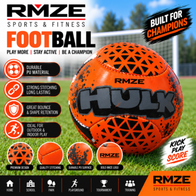 RMZE Hulk-themed kids football orange PU soccer ball for children