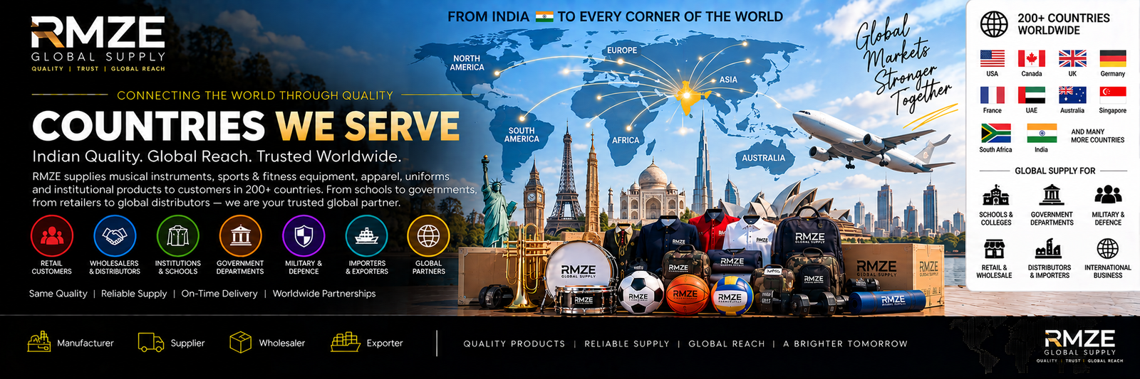 RMZE global supply network serving customers, institutions, wholesalers and distributors worldwide