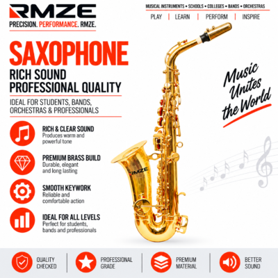 Rmze gold alto saxophone with premium brass construction and smooth keywork