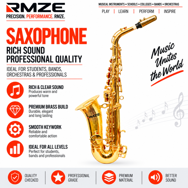Rmze gold alto saxophone with premium brass construction and smooth keywork