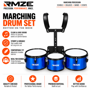 Marching Drum Set Blue – 3 Drum Set with Adjustable Shoulder Harness