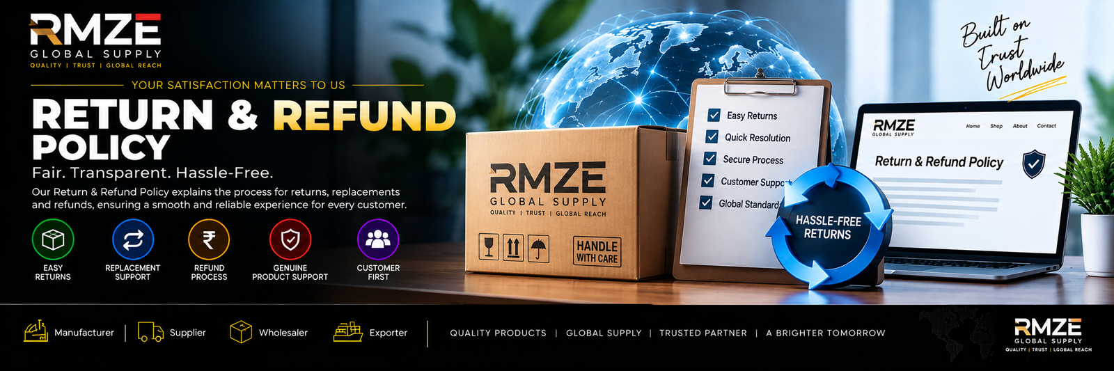 RMZE Return and Refund Policy covering product returns, replacements and refunds