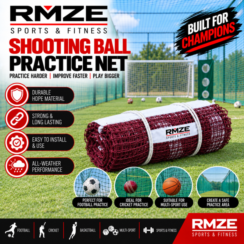 RMZE HDPE shooting ball practice net for football cricket basketball and multi-sport training