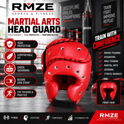 RMZE martial arts head guard protective boxing headgear for MMA kickboxing sparring and combat sports training