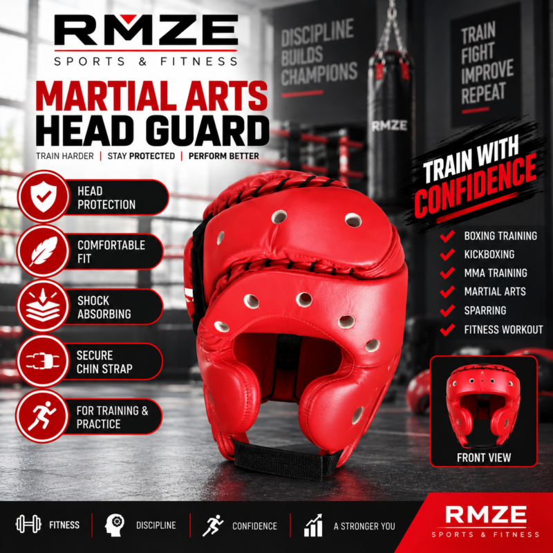 RMZE martial arts head guard protective boxing headgear for MMA kickboxing sparring and combat sports training