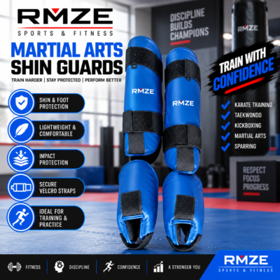 RMZE martial arts shin guards for karate taekwondo kickboxing MMA sparring and combat sports training