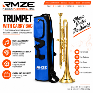 Trumpet – Golden Finish | Clear & Bright Sound for Students, Bands & Professionals