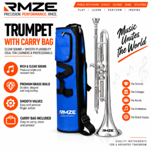 Trumpet – Silver Finish | Clear & Bright Sound for Students, Bands & Professionals
