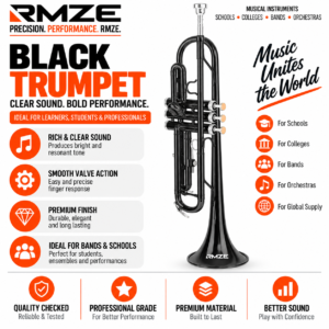 Black Trumpet – Premium Brass Trumpet for Students, Schools, Bands & Performances