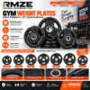 RMZE cast iron gym weight plates with 3 handle grip for 25mm 1 inch standard bars