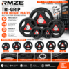 RMZE Tri-Grip cast iron gym weight plates with 25mm 1 inch standard bar fit