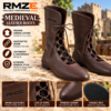 RMZE brown medieval-inspired lace-up boots with tall shaft and textured finish